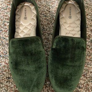 Birdies Starling Green Velvet Flats / Loafers